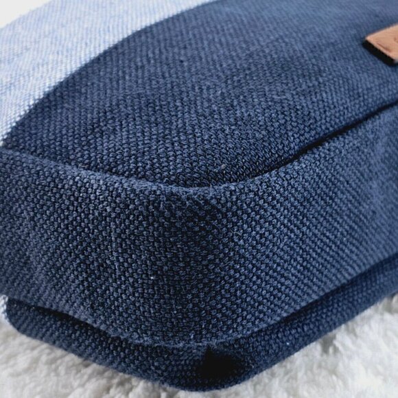 FOSSIL Navy Blue Ivory Striped Linen Crossbody Leather Accents Adjustable Strap - Picture 8 of 16